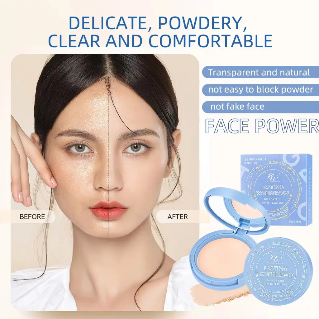 Ladylin DW Lasting Waterproof Oil Control Matte Flawless Face Pressed Powder 10g Makeup Cosmetic Soft Focus Hydrating Long-lasting Oil Control Pore Minimising Long Lasting
