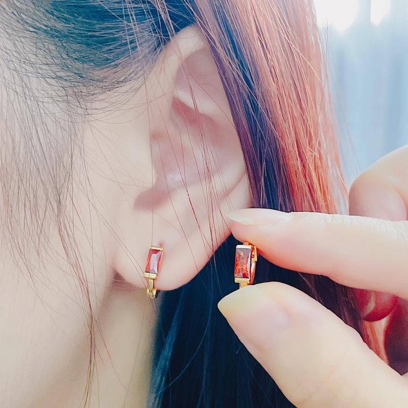 Product Introduction of Khuyên Tai Tròn Đá Sinh Hình Chữ Nhật Mini, Thời Trang Và Tối Giản, Phụ Kiện Cho Nữ, Hộp Miễn Phí, GE19, [FIONA] 16