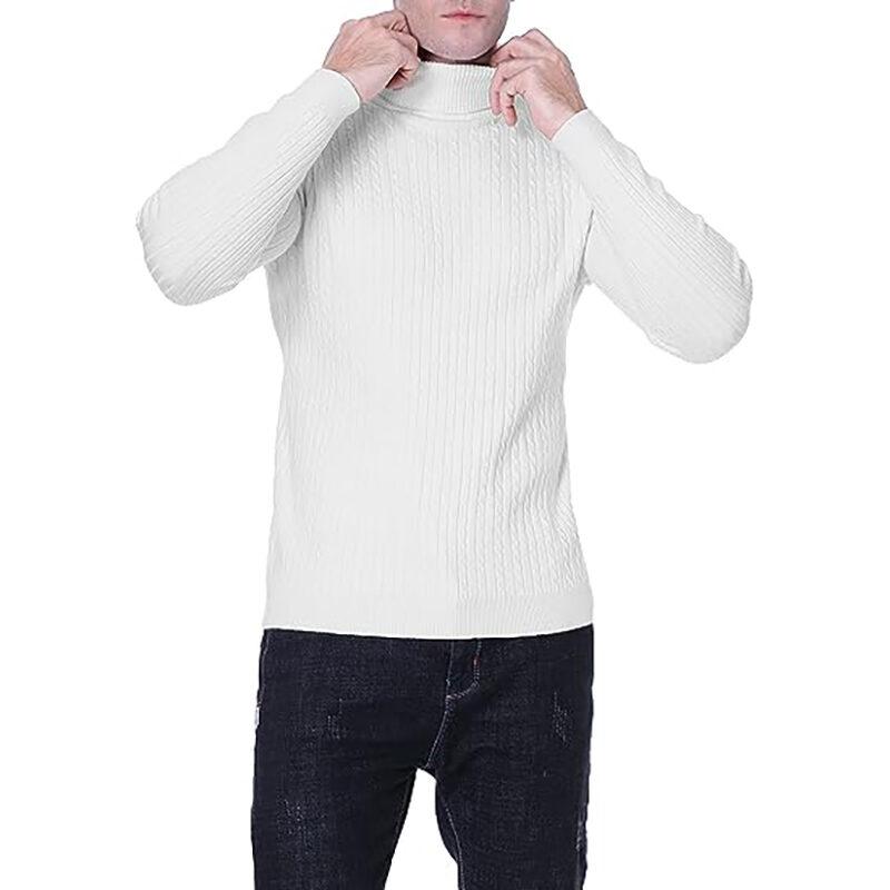 Product Introduction of Men's Turtleneck Sweater Casual Men's Knitted Sweater Warm Fitness Men Pullovers Tops Knitwear Menswear polo  shirts Collar Geometric 15