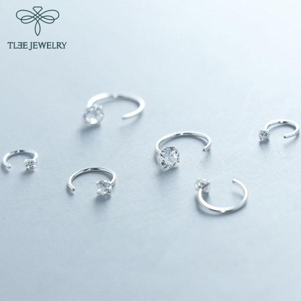  Khuyên tai bạc TLEE nụ đá dáng móc câu unisex TLEE JEWELRY B0241 