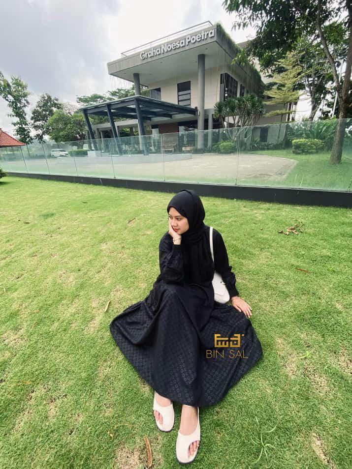 abaya embos basic star forzaleta exclusive Lembut Gamis Simple Wanita Muslim - star, S