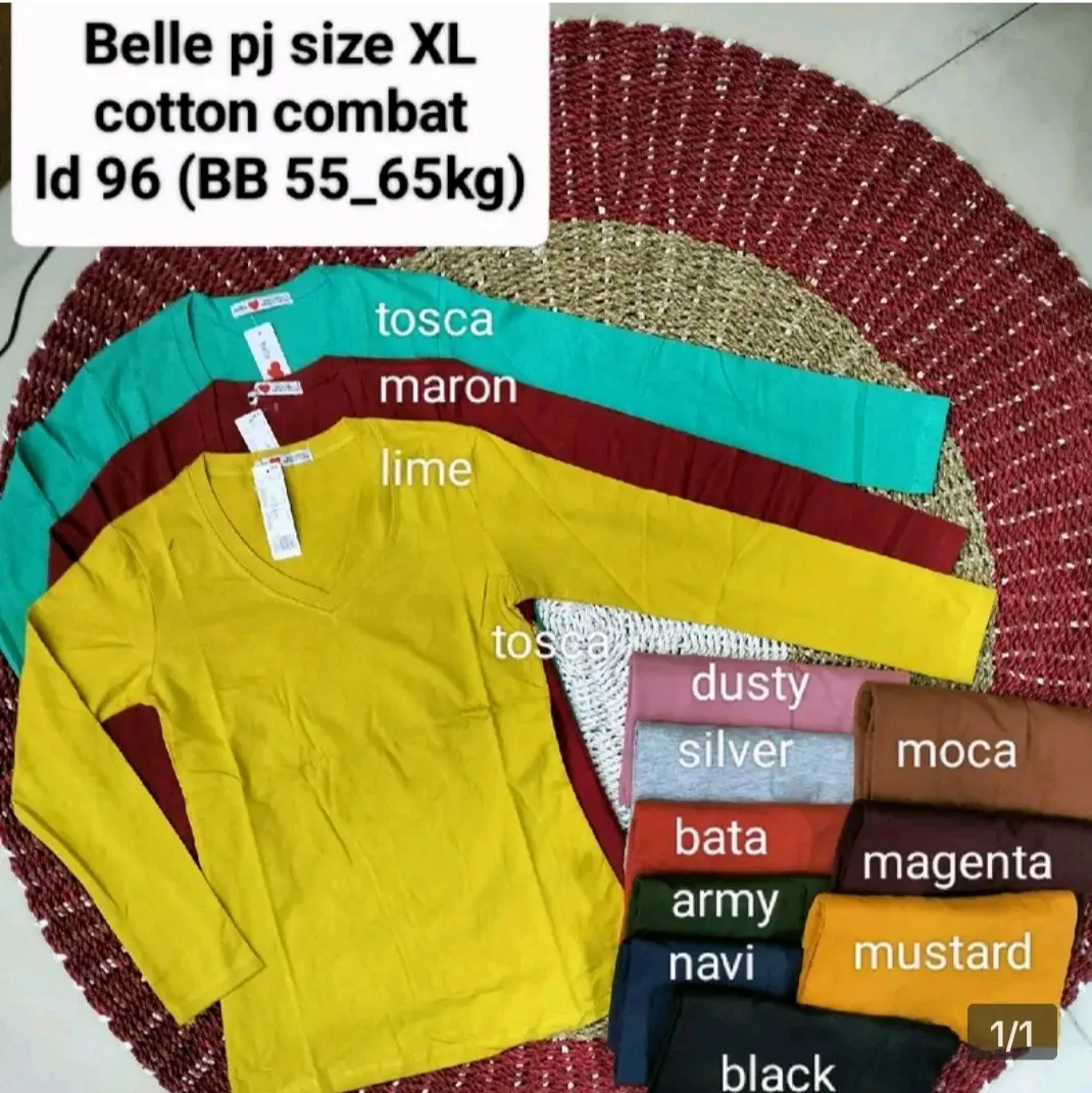 KAOS BELLE LENGAN PANJANG SIZE  Xl Model KRAH V Nyaman