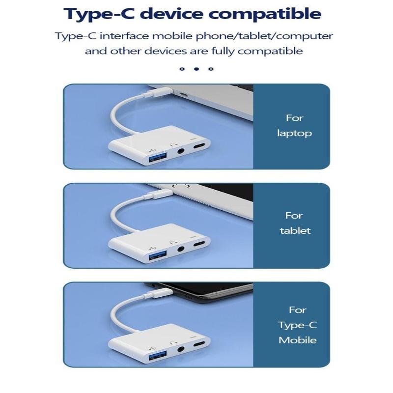 Product Introduction of Penyesuai 3 dalam 1, Tablet, Pemisah USB, Penukar Audio, Penghantaran Data, Jenis-C ke 3.5m, dengan Penyesuai OTG 19