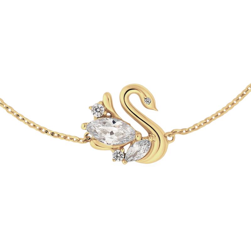 HuyThanhJewelry PTB353 Bộ Trang Sức Vàng 14k Họa Tiết Thiên Nga Gắn ĐÁ Cz 2