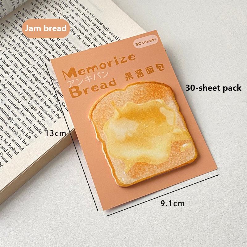 Product Introduction of 30Sheets Creative Fashion Toast Shape Convenience Sticker Message Paper Adhesive Self Sticky Sticky Notepad School Supplies 24