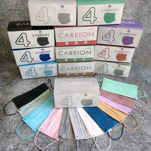MASKER CAREION EARLOOP 4PLY ISI 50PCS WARNA WARNI KUALITAS BAGUS TEBAL Biru Kulit