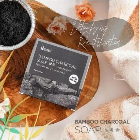 HANASUI BAMBOO CHARCOAL SOAP 60gr Original BPOM | Sabun Arang Hanasui Penghilang Jerawat Hitam Kusam Membersihkan Scrub Perawatan Bebas Silikon Organik Asam Amino Tanpa Pengharum Tubuh Mandi Kotoran