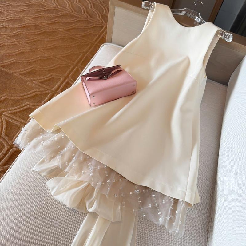 [CHOUCHOU-DOANNGANCHAU] - Đầm Nữ - Đầm Suôn Nơ Lưng - Đơn Giản - Dễ Thương Women Dress Nhung Kem 7