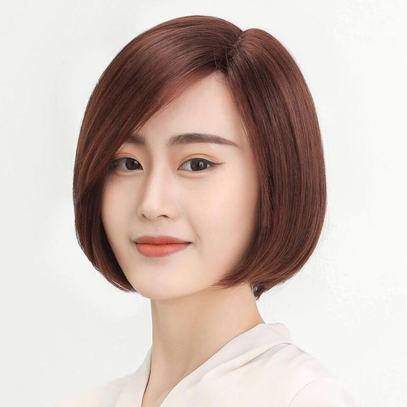 Bộ Tóc Giả Nữ, Bộ Đầu Đầy Đủ, Như Thật, Tóc Dài Một Phần, Thích Hợp Cho Khuôn Mặt Tròn, Học Sinh, Có Khóa, Tóc Xương Đòn, Bộ Tóc Cả Đầu