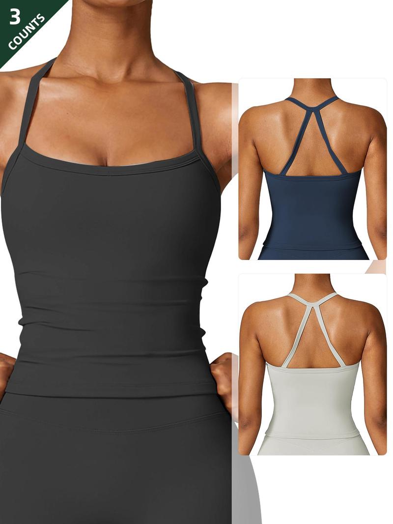 Product Introduction of Women's Solid Backless Sports Vest, Sporty Casual High Stretch  Breathable Comfortable Cami Top for Yoga Gym Workout, Ladies Sportswear for All Seasons 20
