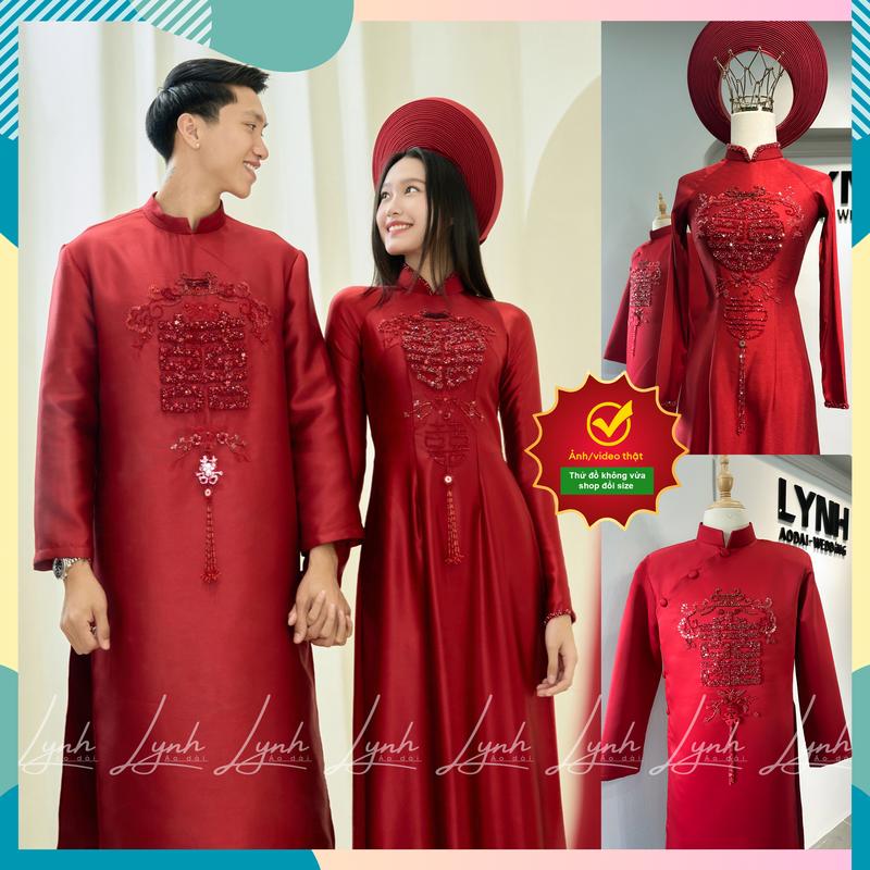 Áo dài cô dâu THIẾT KẾ BẠCH HẠC LIÊN HƯƠNG - VẢI LỤA NHẬP LOẠI 1 - ÁO DÀI LYNH - Nữ Áo Cưới Váy Cưới Women Dress Kim Tuyến váycưới củaanh