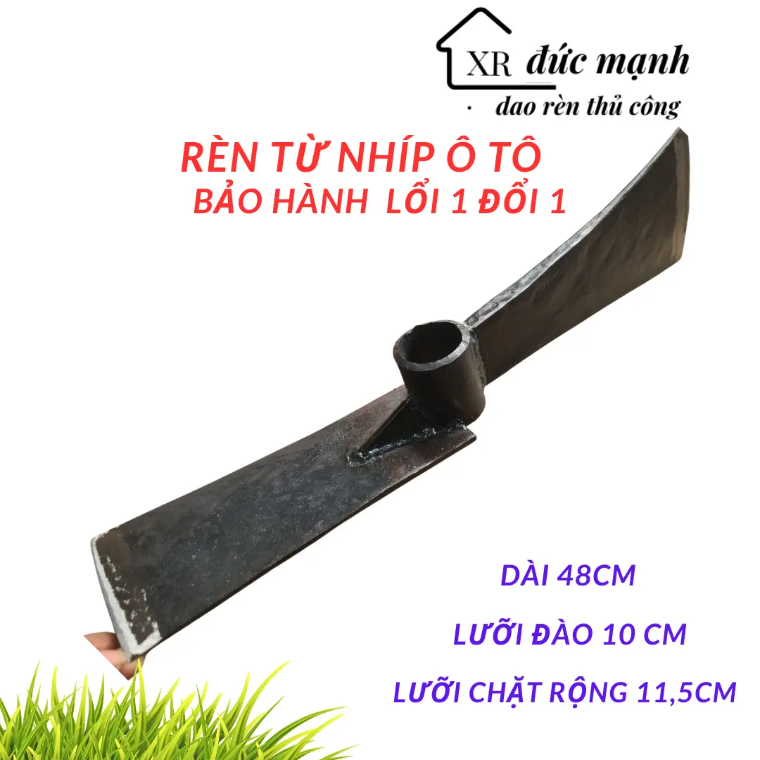Cuốc Chim 2 đầu & Búa Rìu Chặt Cây Bổ Củi [Nhíp xe ôtô chuẩn hàng đẹp loại 1]