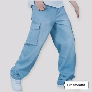 Celana Cargo Jeans Panjang Pria Loose Pants Korean Style Terbaru 2023 High Waist