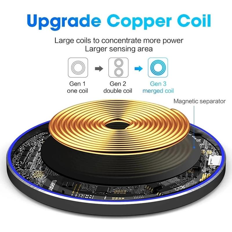 60W Wireless Charger Pad Stand For iPhone 14 13 12 11 Pro Max X Samsung Xiaomi Induction  Fast Wireless Charging Dock Station 6
