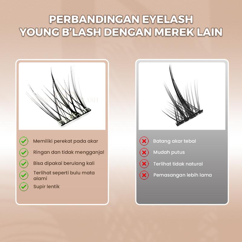 LANGSUNG TEMPEL | YB07 Birdy youngblash Eyelash Extension TANPA LEM  Bulu Mata Palsu PINSET Bulumata Box | Eye Makeup 4
