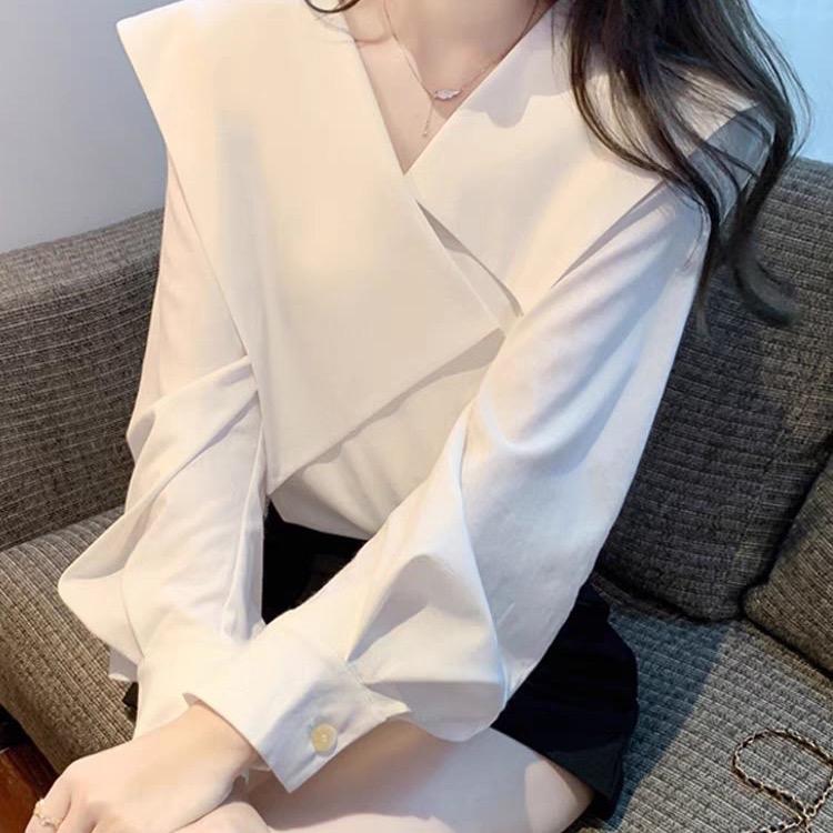 Áo sơ mi kiểu nữ, áo sơ mi giành cho nữ thiết kế hàn quốc vải lụa chéo hàn mềm mát Đậu bigsize 50-90kg-Sm158 0