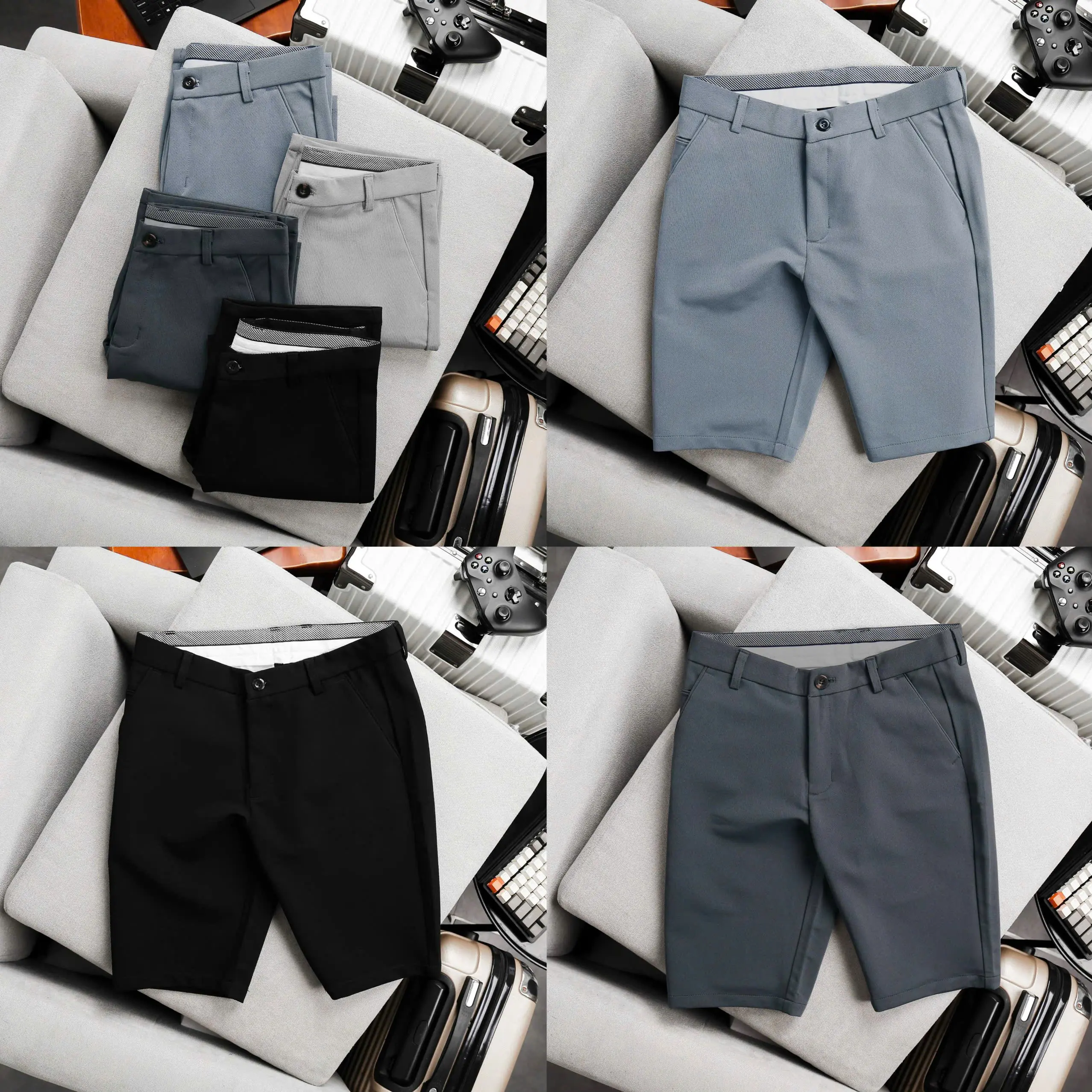 Quần short nam Tây Âu co giãn 4 chiều không nhăn Cotton mềm thoải mái Quần Lửng Menswear