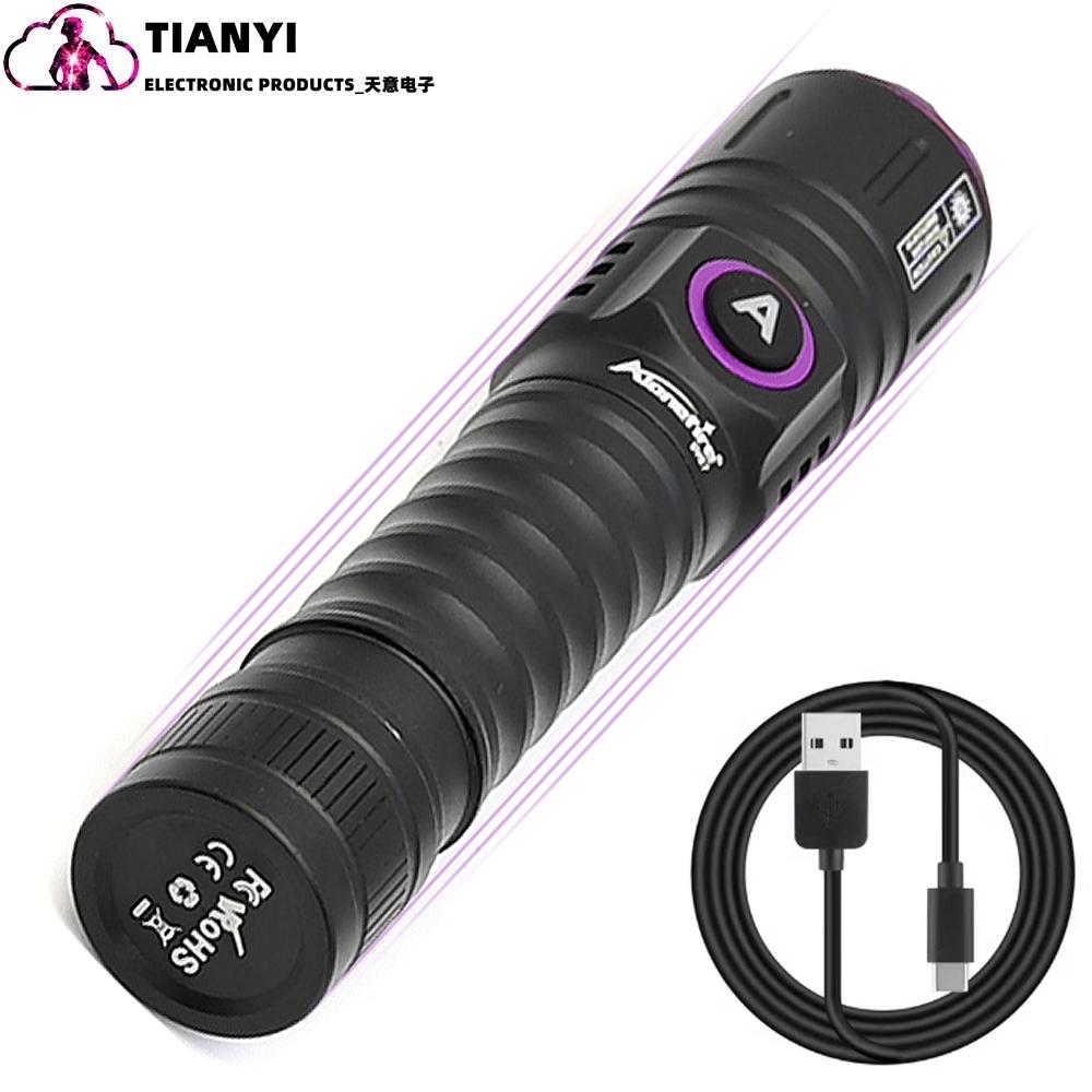 365nm Or 395nm UV Flashlight Zoom 5W Type C USB Rechargeable Black Light Money Detector Aluminum Alloy USB Charging Uv Torch_voghion.com