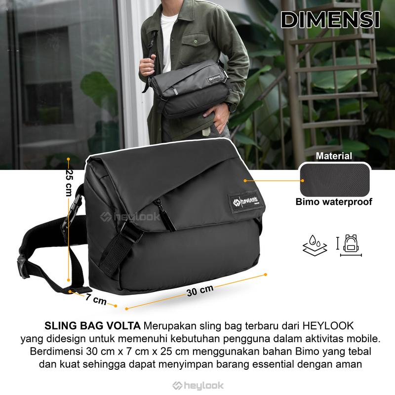 Product Introduction of HEYLOOK Official - Tas Selempang Pria VOLTA Sling Bag Cowok Waist Bag Water Resist Shoulder Bag Tas Slempang Laptop Anti Air Messenger Bag Terbaru Slingbag Waistbag 0