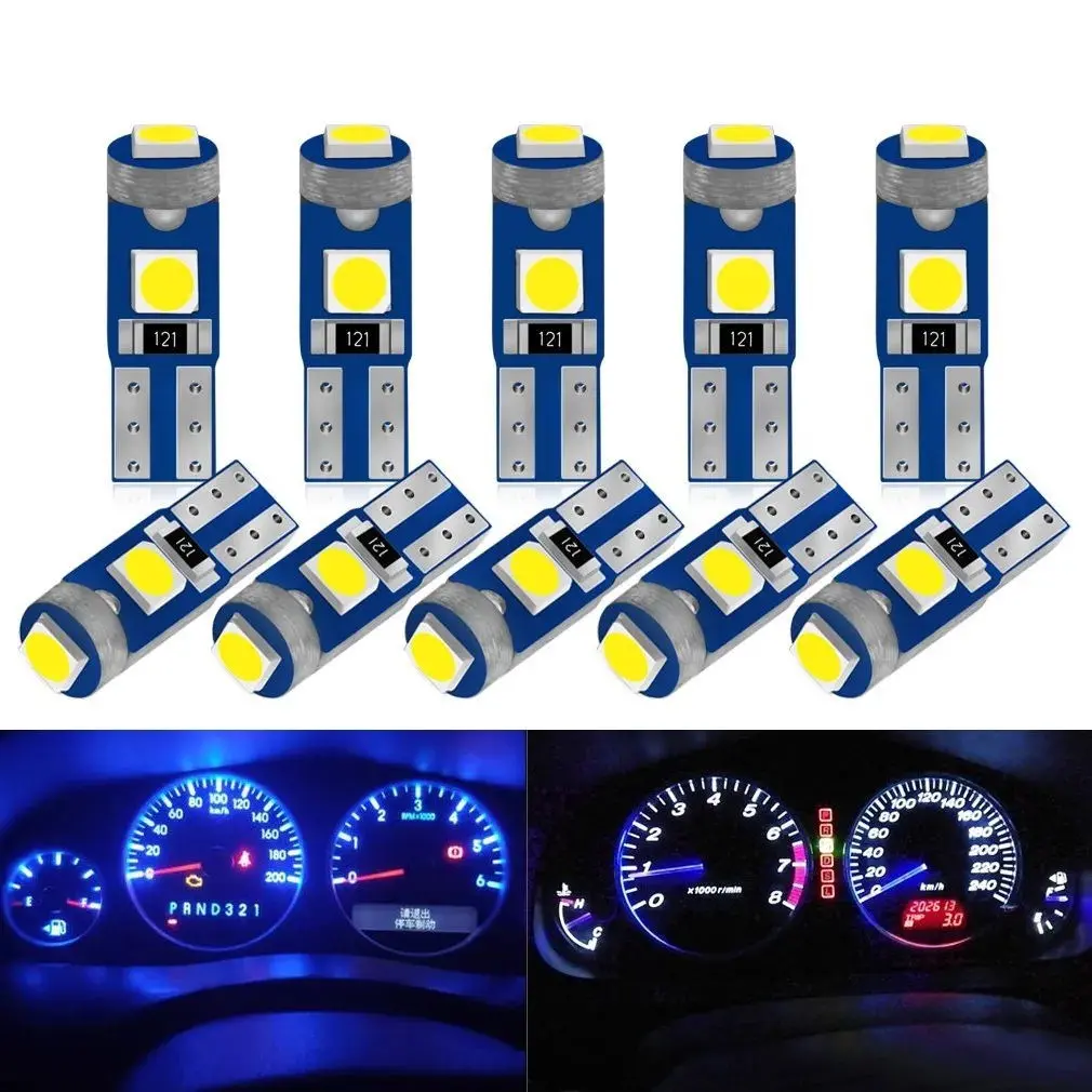 1PCS T5 Led Bulb W3W W1.2W Led Canbus Car Interior Lights Dashboard Warming Indicator Wedge Auto Instrument Lamp 12V