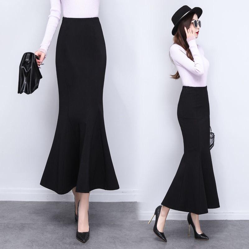  Chân váy Đuôi cá dáng dài đuôi cá xoè Tú Linh Tôn dáng cực xinh chất vải co dãn dày dặn dáng Midi Không sẻ tà Nữ Quần Voi Nhung Navy Lịch Thuyền 