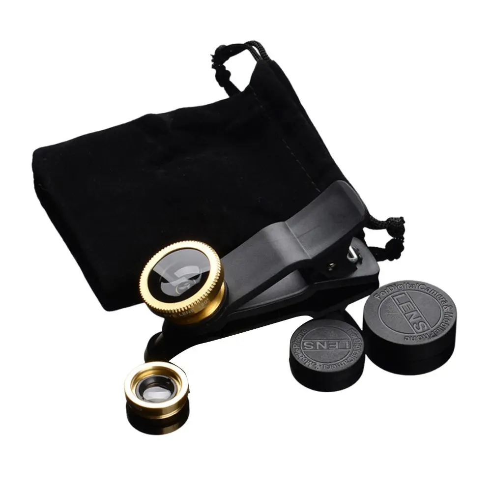 Fisheye Wide Angle Macro Portable 3 In 1 Mobile Phone Camera Lens Clip Macro Smartphone External Lens Android Accessories