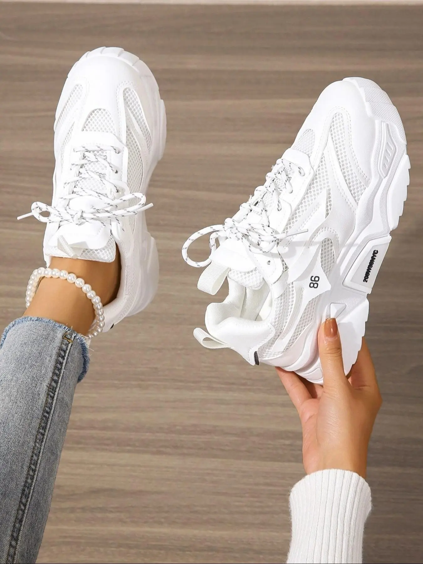 Women's Fashionable Patchwork Low Top Sneakers, Casual Comfortable Sports Running Shoes, All-match Round Toe Chunky Sneakers for Daily Wear