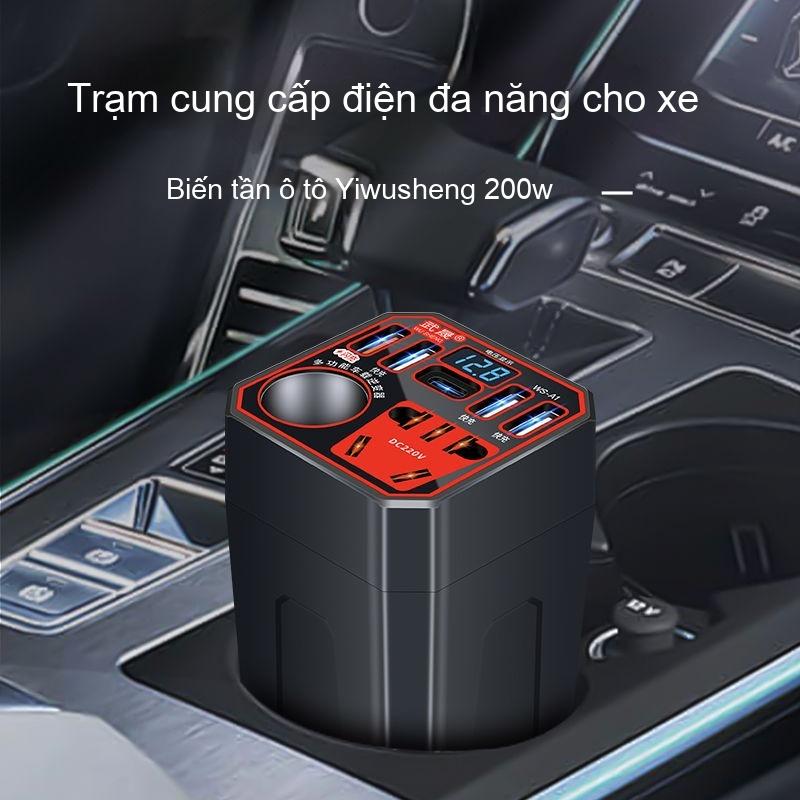  Biến tần ô tô 12V   24V đến 220V Bộ chuyển đổi DC sang AC công suất cao với đầu ra AC kép và sạc nhanh USB-C PD Biến tần nguồn Thông Dụng cho ô tô xe tải và SUV camera 360 