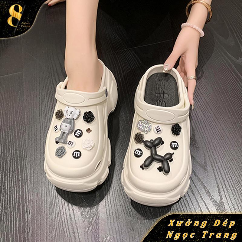 Dép sục nữ đế cao 7cm dép dimua giày sục nữ tặng kèm sticker gấu bearick depa nesty Shoes DéP đế cao chống trơn trượt.phù hợp mùa thu đông Cao Su dép mây