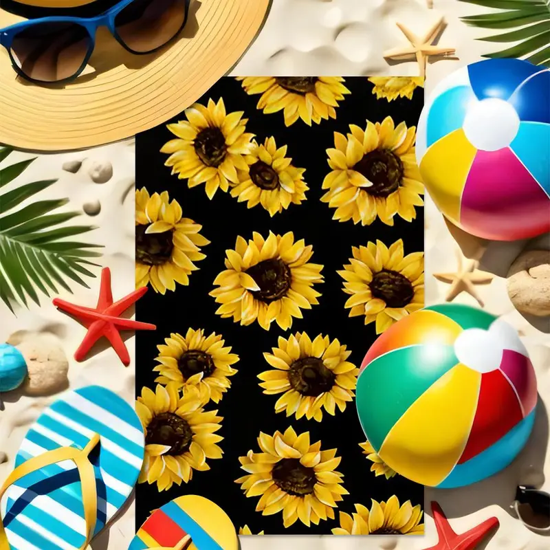 Sunflower Pattern Beach Towel, Quick Dry Lightweight Towel, Machine Washable Towel for Home, Outdoor Sports, Yoga, Travel, Bathroom, Pool, Camping, Picnic, Beach Days 5