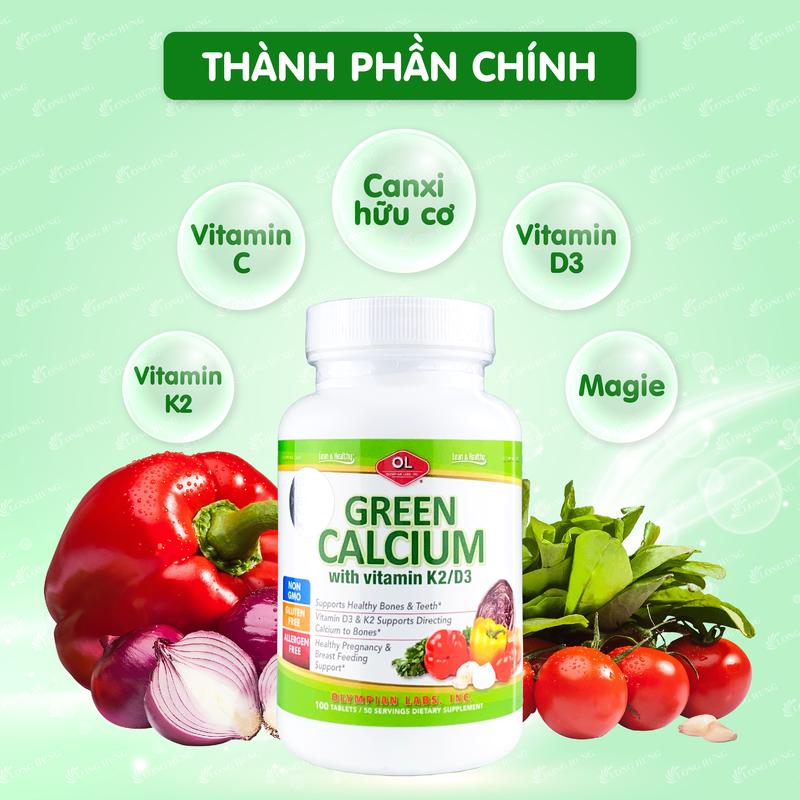 Viên uống Olympian Labs Green Calcium bổ sung canxi hữu cơ (100 viên) 3