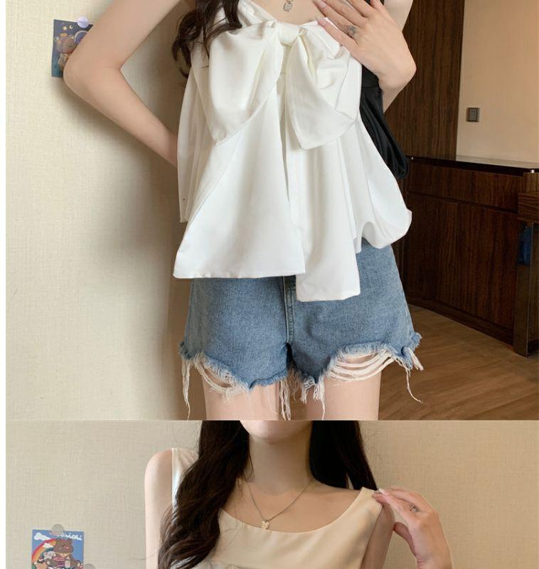 Product Introduction of Tiktok Hot Sale French Sweet Bowknot Loose Small Sling Vest Women's Inner Wear Summer Niche Design Outer Wear Short Top 21