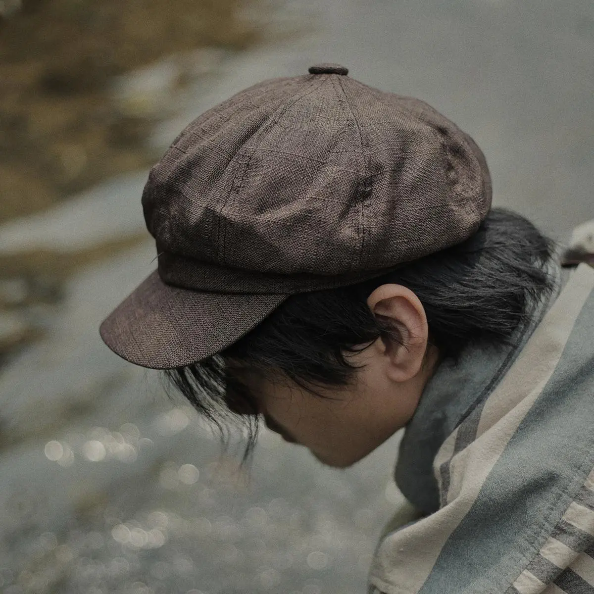 Topi segi lapan serba guna untuk lelaki, beret gaya Jepun, artistik, Retro, selebriti internet, nipis, British, Newsboy, pelukis, fesyen