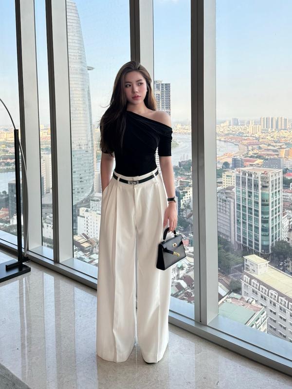 Quần Tây ống rộng xếp li LONA Pant cạp cao dáng suông ống rộng đơn giản thoải mái phong cách công sở, thanh lịch - ENKA VIETNAM Voi trắng 0