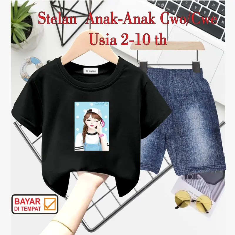STELAN ANAK PEREMPUAN DIGITAL SABLON CEWEK TOPI 8