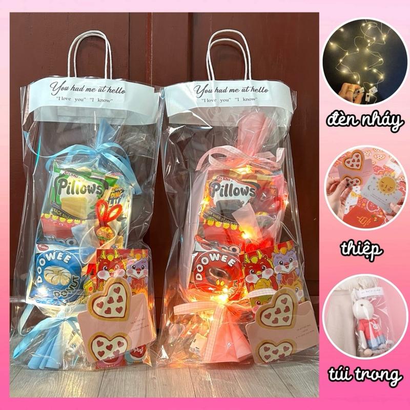 (HÀNG SẴN) Set bánh kẹo khổng lồ bản mini - quà tặng trẻ em dịp sinh nhật, quốc tế thiếu nhi 1/6, trung thu,... kèm đèn, túi, thiệp