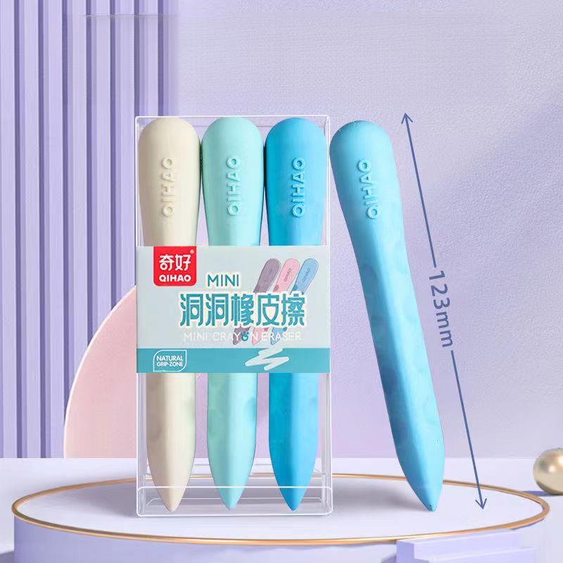 Jumbo Grip Correction Erasers - 6-Pack Non-Toxic Hole Design Pencil Erasers for Kids, Anti-Breakage Writing Tools for Elementary Students, Fun Shapes Classroom Supplies 6