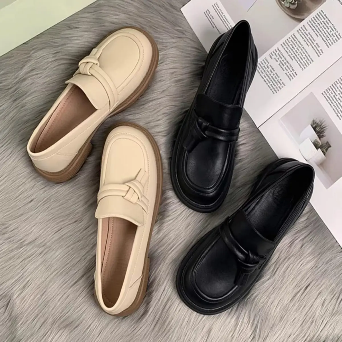 Sepatu Wanita Loafers 2023 / Loafers Docmart Musim Gugur Gaya Inggris Kulit Datar DM 37