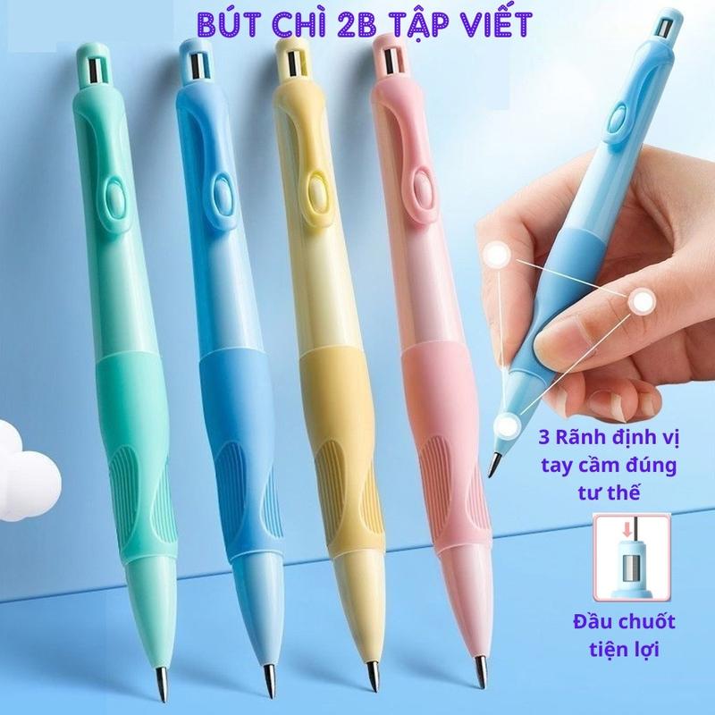 [Có Quà Tặng Kèm] Bút Chì Cá Heo Tập Viết Bút Chì Bấm Học Sinh Tiểu Học 2B Giúp Bé Cầm Bút Đúng Tư Thế Viết Lâu Không Đau, Không Mỏi Tay, quà tặng sinh nhật cho nữ nam tặng quà bé gái bạn trai, dụng cụ học tập cho bé thiếu nhi phần thưởng học sinh con nit