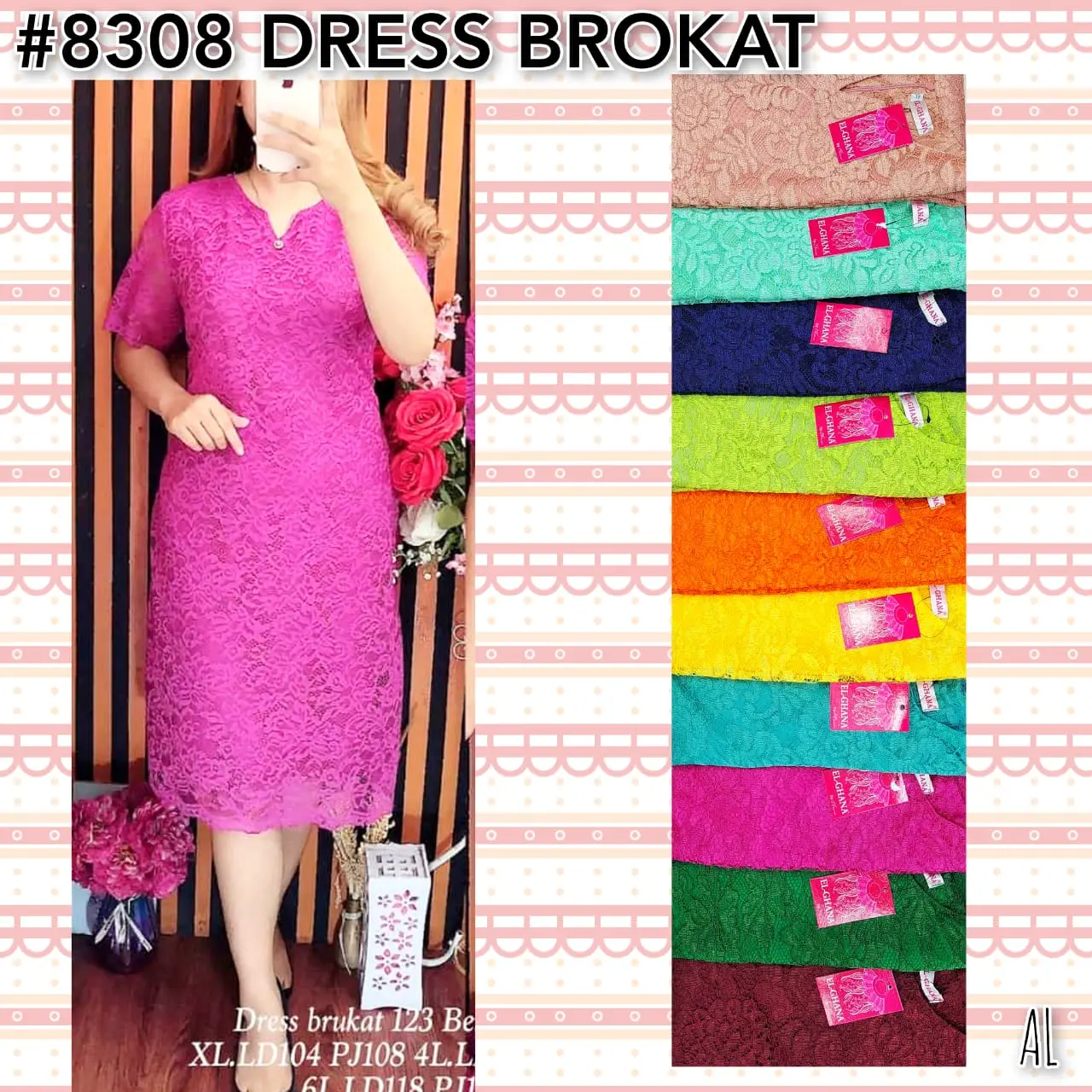 Dress Pesta Wanita Brokat Semi Prancis