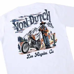 【HOT】 Von Dutch Tshirt 0778 White T-shirt pria dan wanita