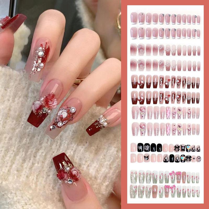 Product Introduction of 【Free Nail Jelly Glue】24pcs/set Fashion Nail Art Fake Nails Finished Nail Patch Wearable Nails 21