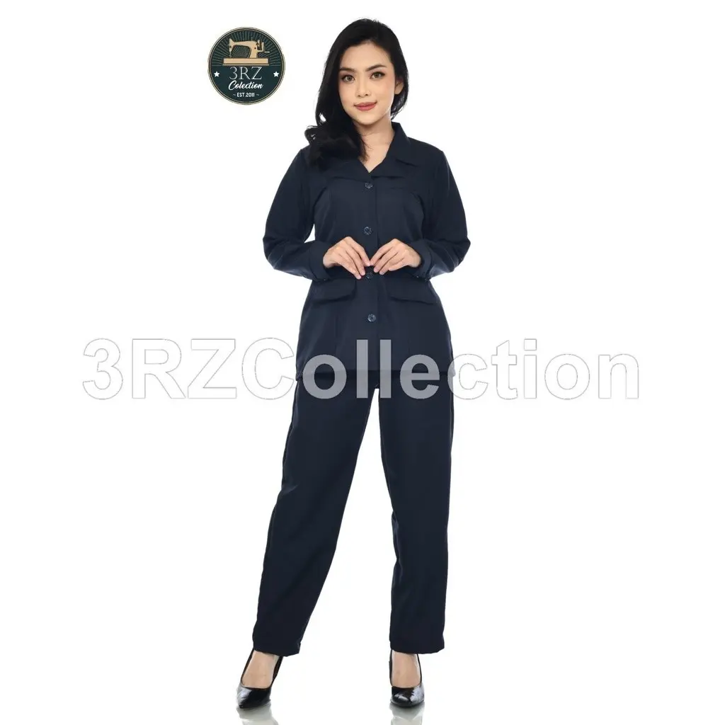 Setelan Seragam Wanita Biru Dongker dengan Pilihan Rok atau Celana ...