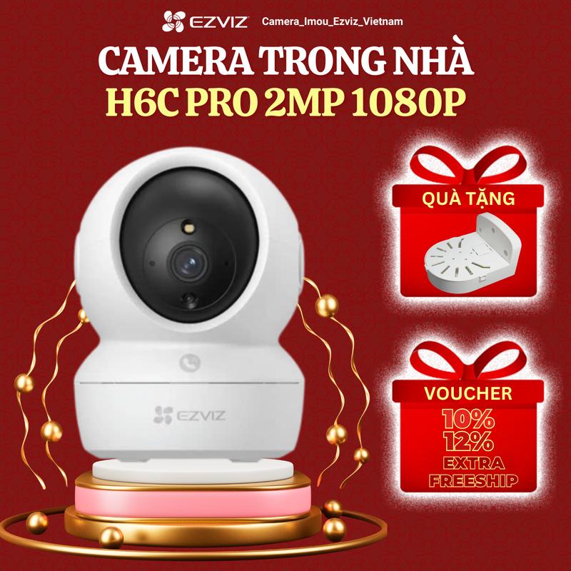 (Combo siêu hot) Camera Ezviz H6C PRO 2MP tặng chân đế, Đàm thoại 2 chiều, Tích hợp nút gọi, Xoay quay quét 360, Thông báo về điện thoại, Bảo hành 24 tháng