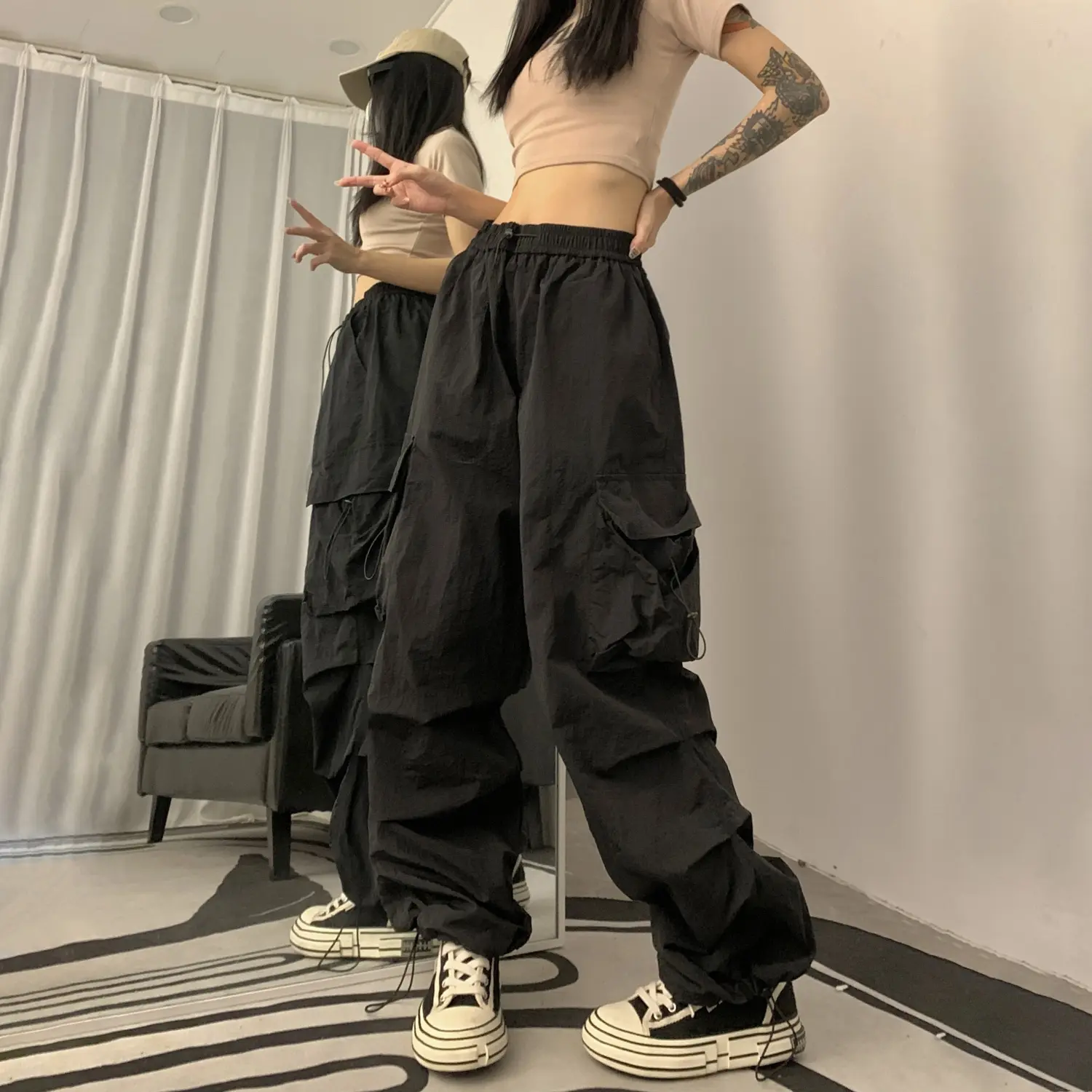 Women's Loose Pants All-Matching Ins Trendy plus Size Wide Leg Exercise Ankle-Tied Casual Working Pants Spring and Autumn