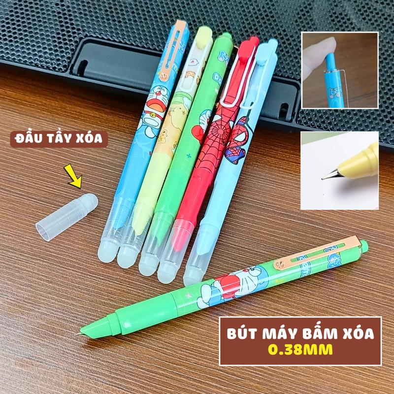 Bút máy bấm xóa ngòi mài 0.38mm dễ tẩy xóa êm trơn kèm piton bơm mực đa dạng màu sắc cho bé trai và gái