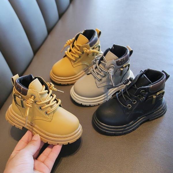 Giày boot cao cổ cho bé -- Bốt da mềm phối dây đế chống trơn trượt phong cách Mới cho bé trai bé gái 2-5 tuổi 836