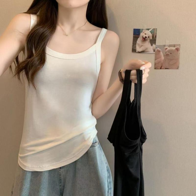 Product Introduction of 2025 Plus Size Black Camisole for Women Spring Summer Sleeveless Base Shirt Versatile Commuting Design 11