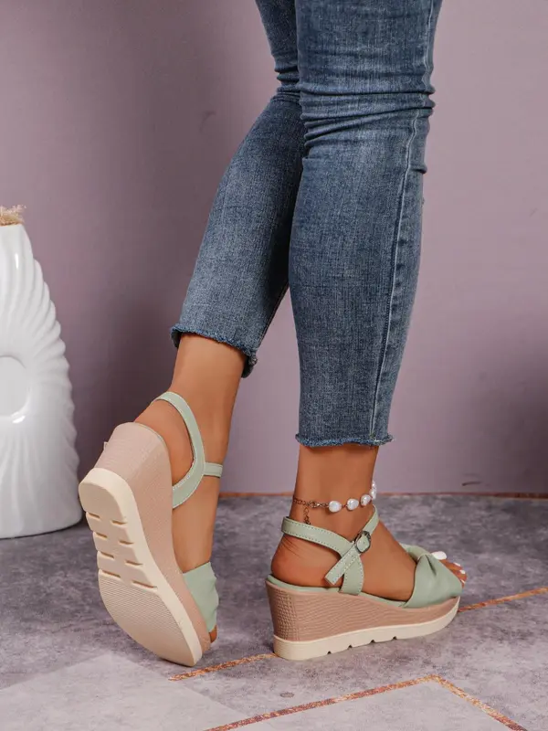 Women's Fashionable Plain Color Wedge Sandals, Casual Comfortable Platform Sandals for Summer, Female All-match Round Toe Shoes for Daily Wear, Girl 8