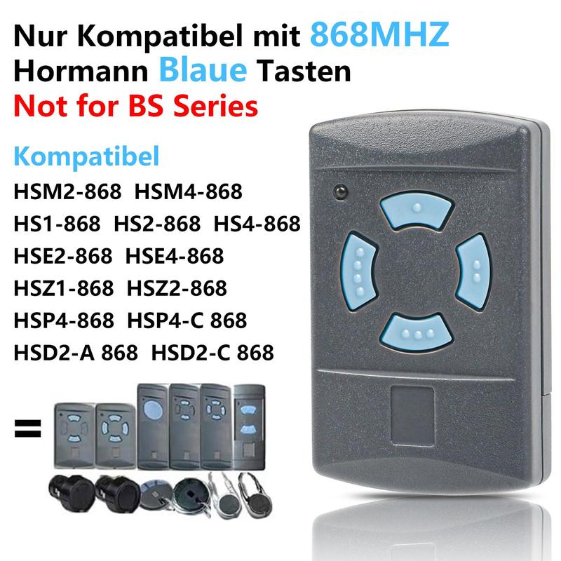 Garage Door Handheld Transmitter, Garage Door Remote Control Handset, Compatible with Hörmann HSE2-868 HS4-868, Smart Home Controls 5